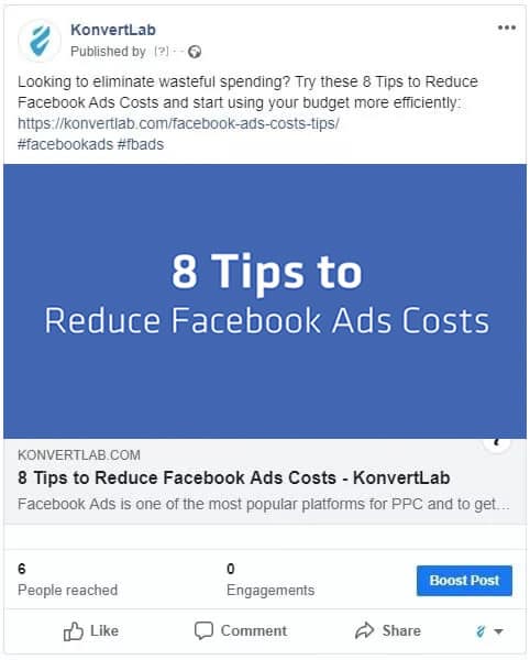 Facebook Ads Boosted Post