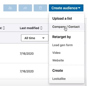 Create New LinkedIn Matched Audience
